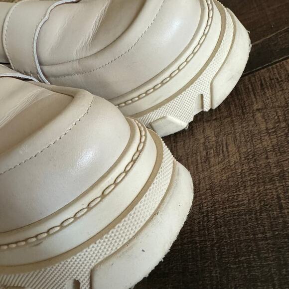 Alohas Trailblazer Cream Leather Chunky Loafers Y2K Size 42/US 11 - Picture 11 of 14